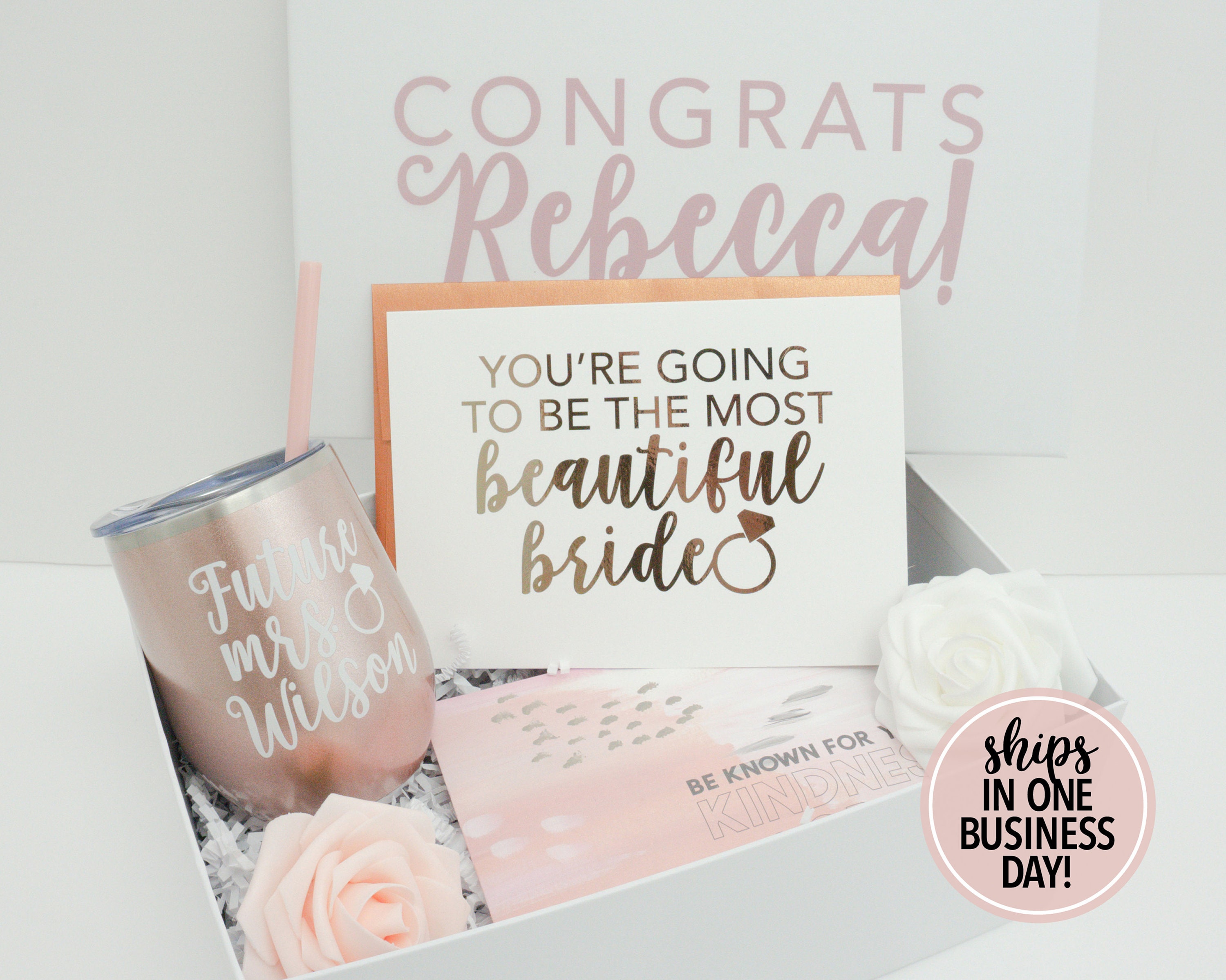 Personalized Engagement Gift Box Engaged Gift Set Engagement Etsy