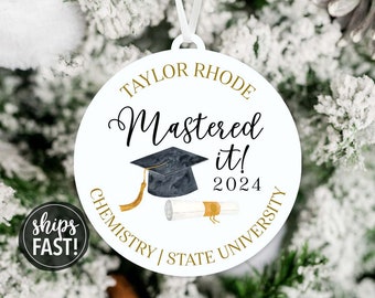 Personalized Mastered It Graduation Ornament | Personalized Graduation Cap Ornament Custom Graduated 2023 Masters Graduation Gift 2024