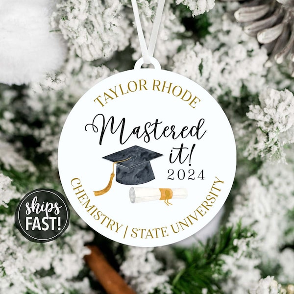 Personalized Mastered It Graduation Ornament | Personalized Graduation Cap Ornament Custom Graduated 2023 Masters Graduation Gift 2024