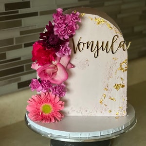 Cake Name Plate Cake Name Plaque Wedding Place Card Birthday Cake Decoration Acrylic Laser Cut image 4