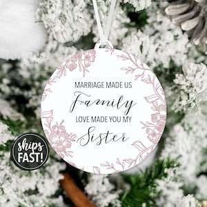 Sister in Law Christmas Ornament | Sister in Law Wedding Day Gift | Mother's Day Gift for Sister in Law