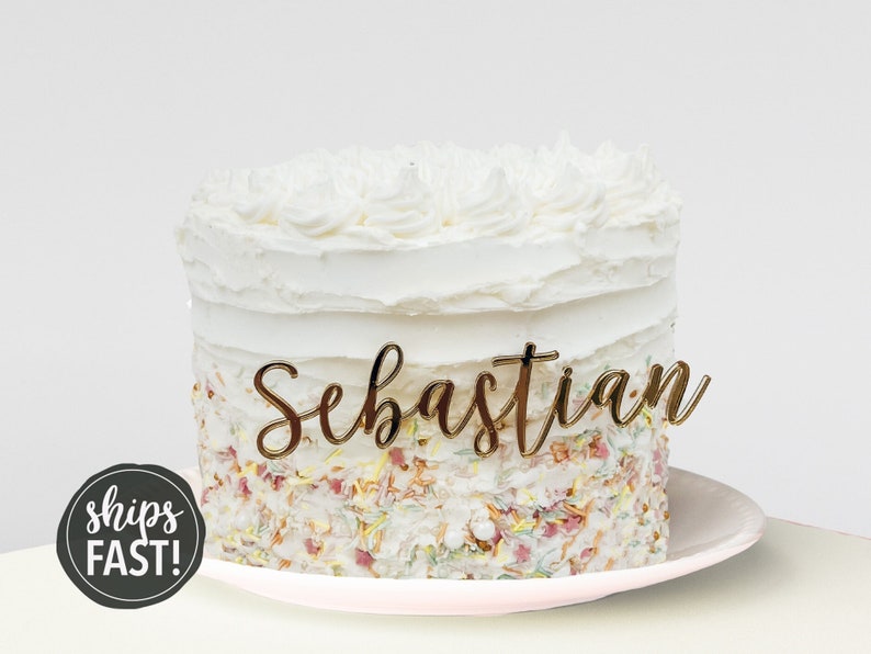Cake Name Plate Cake Name Plaque Wedding Place Card Birthday Cake Decoration Acrylic Laser Cut image 1
