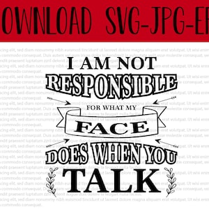 Funny T-shirts - Sarcastic t-shirt - Funny Ironic Sarcastic Shirts - I am not responsible for what my face does when you talk - Sassy gifts