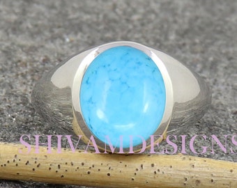 Turquoise Ring, Turquoise Signet Ring, Man Signet Ring, Sterling Silver Ring, Statement Rings for Men, Band Ring, Gift for Dad, Gift For Her