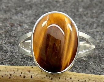 Tiger's Eye Ring, 925 Sterling Silver Ring, Wedding Gift Ring, Anniversary Gift Ring,Statement Ring, Solitaire Ring, Propose Ring, Gift Ring