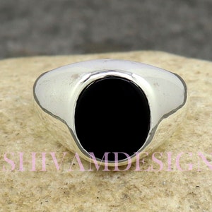 Signet Ring, Black Onyx Ring, Men's Signet Ring, Onyx Signet Ring, Sterling Silver Ring, Statement Rings for Men, Pinky Ring Band Ring Women