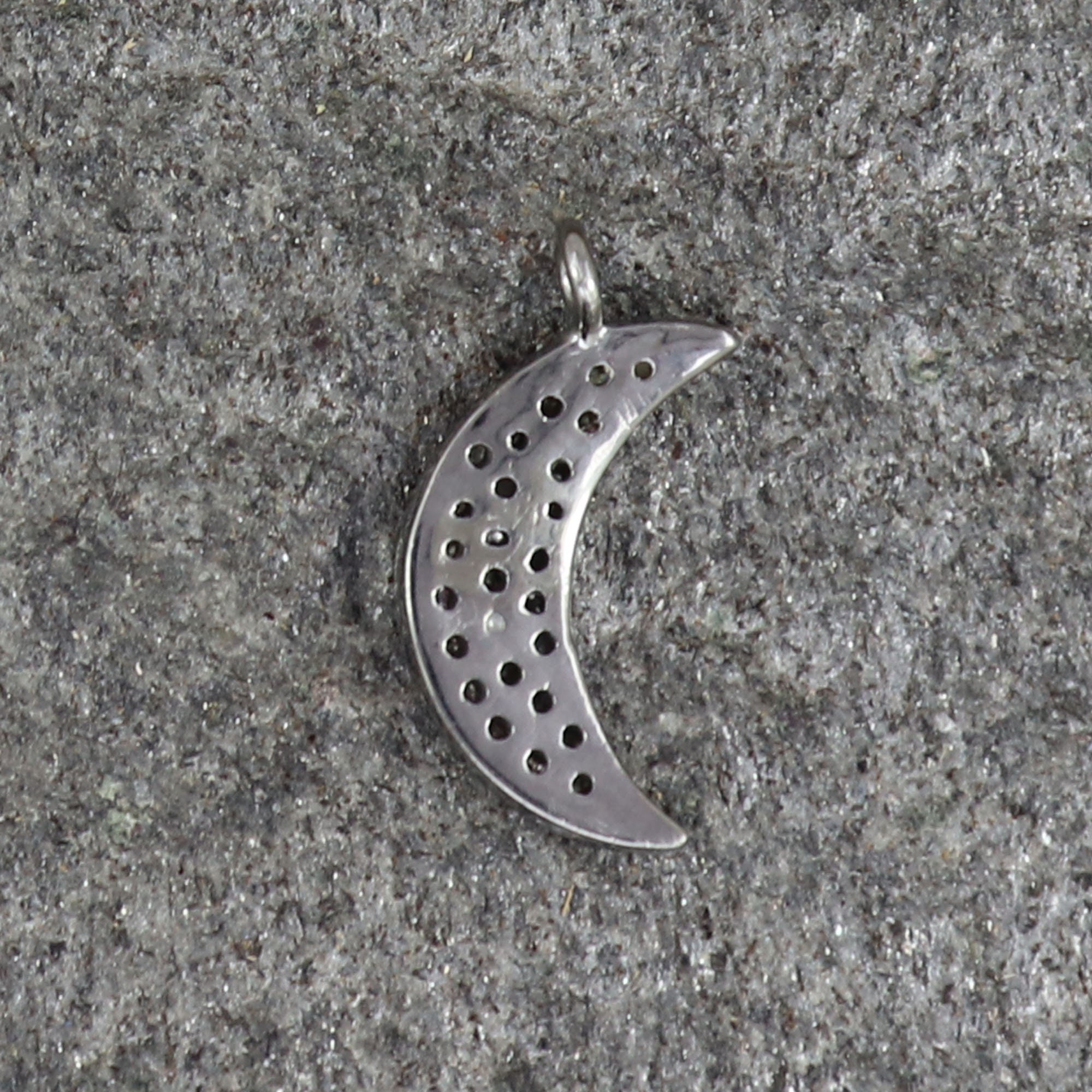 Pave Real Diamond Pendant Pave Diamond Moon Charm Pave Moon Etsy