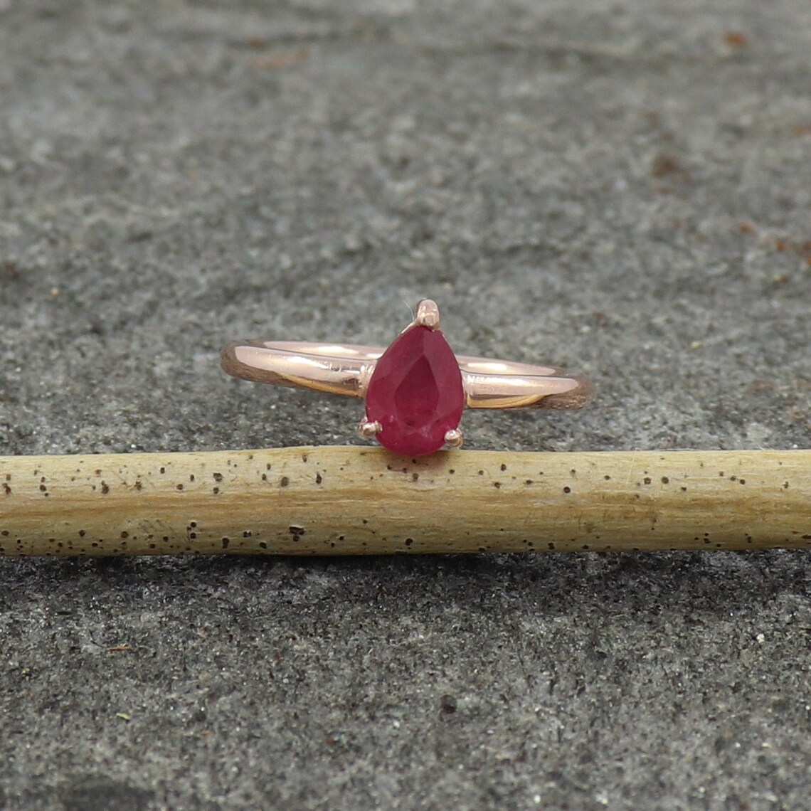 Natural Ruby Ring Rose Gold Plated Ring 925 Sterling Silver | Etsy