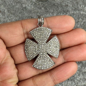Pave Diamond Cross Pendant, Diamond Cross Pendant, Pave Cross Jewelry, Religious Cross Pendant, Solid 925 Sterling Silver Diamond Necklace