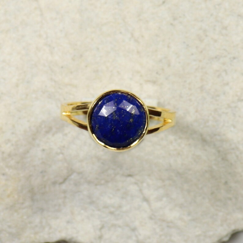 Natural Lapis Lazuli Gemstone 18K Gold Plated Ring Available in All Sizes JG82S