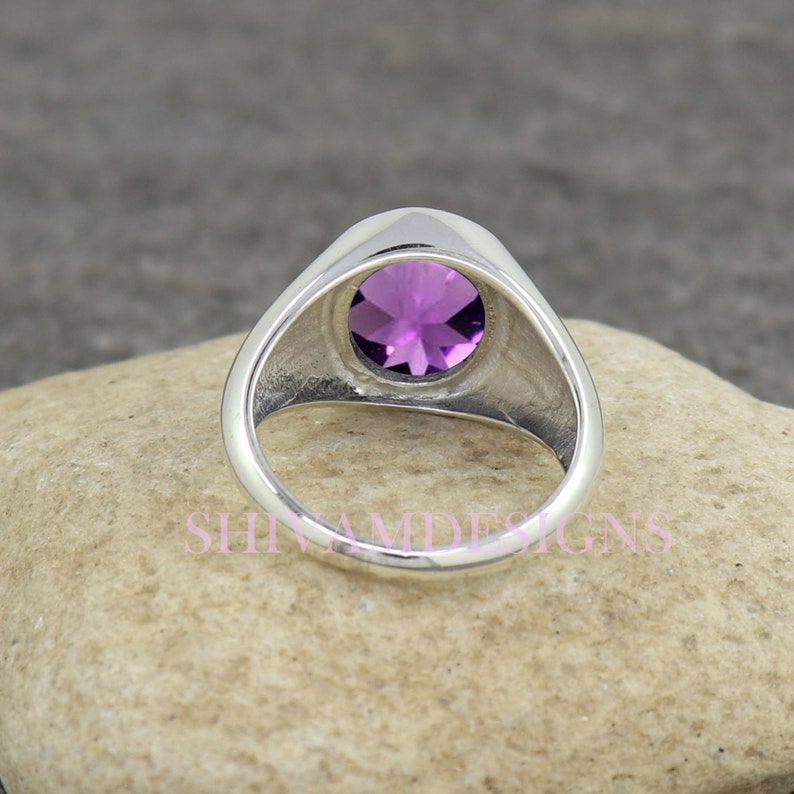 Amethyst Ring Mens Amethyst Ring Sterling Etsy