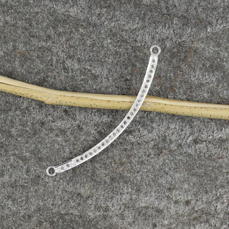 Real Diamond Bar Connector Necklace 925 Fine Silver Necklace Charm Pendant Findings Genuine Pave Diamond Bar Connector Pave Diamond Bar