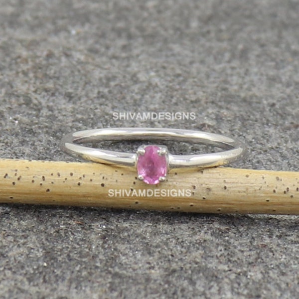 Natural Pink Sapphire Ring, Sterling Silver Ring, Engagement Ring for Women, Anniversary Band, Pink Sapphire Propose Ring, Bohemian Ring