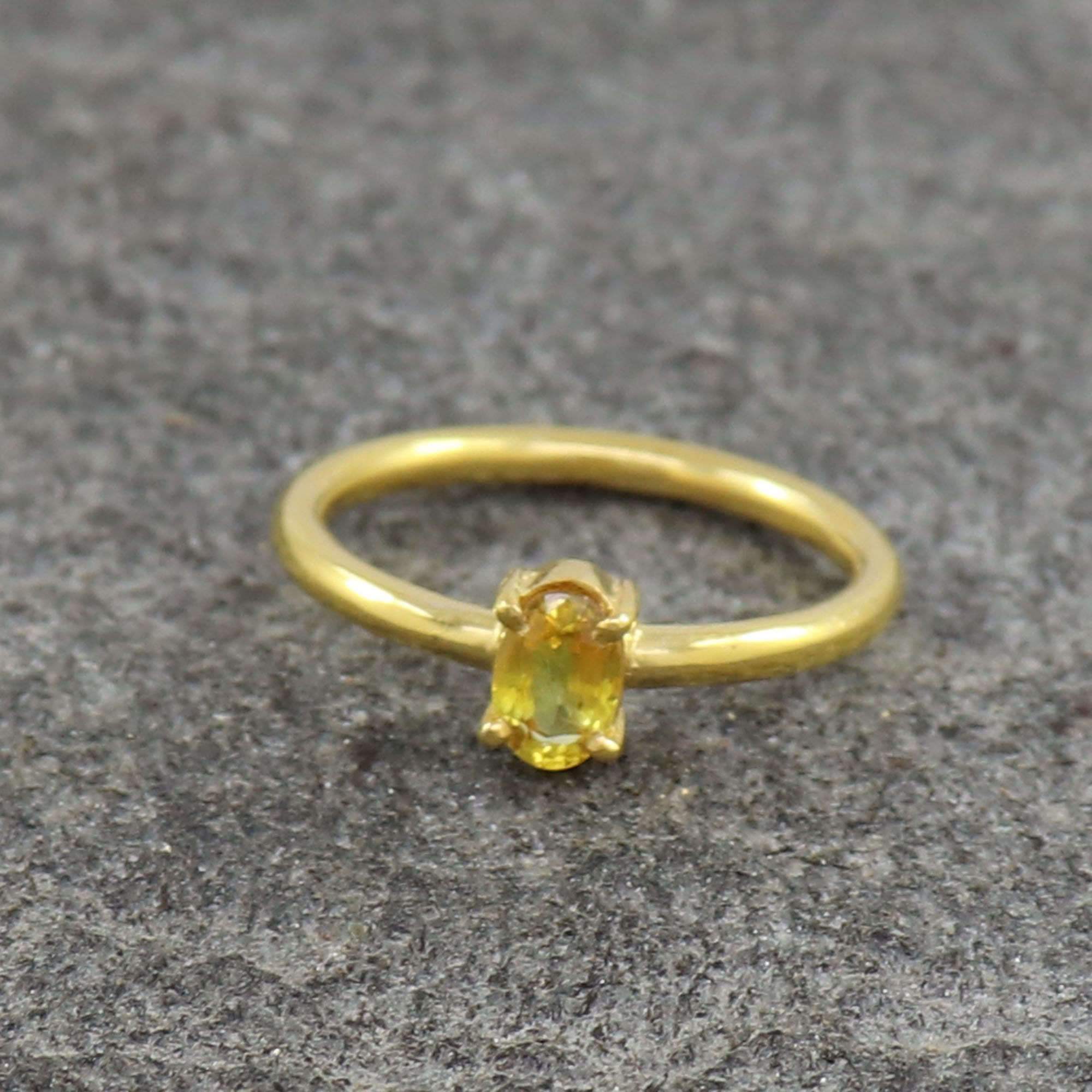 Natural Yellow Sapphire Ring 925 Sterling Silver Gold Plated Etsy