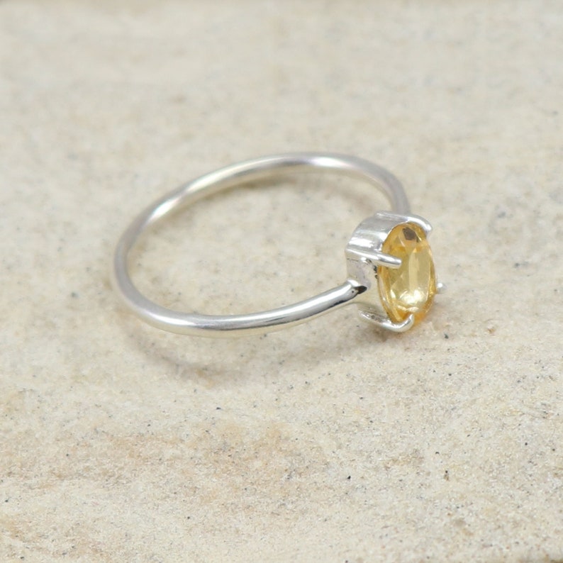 Stacking Ring Engagement Ring Natural Citrine Gemstone 925 Sterling Silver Ring Wedding Band Ring Birthstone Gift Ring Size US 4 to 15