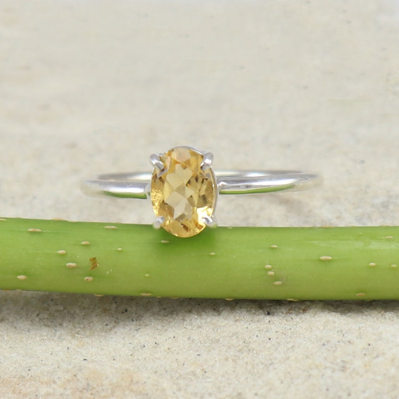 Stacking Ring Engagement Ring Natural Citrine Gemstone 925 Sterling Silver Ring Wedding Band Ring Birthstone Gift Ring Size US 4 to 15