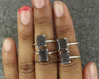 Black Rutile Quartz Ring, Tourmaline Quartz Ring, Rutilated Quartz Ring, 925 Silver Ring, Bridesmaid Gift,Rings for Women, Gift for Her Ring