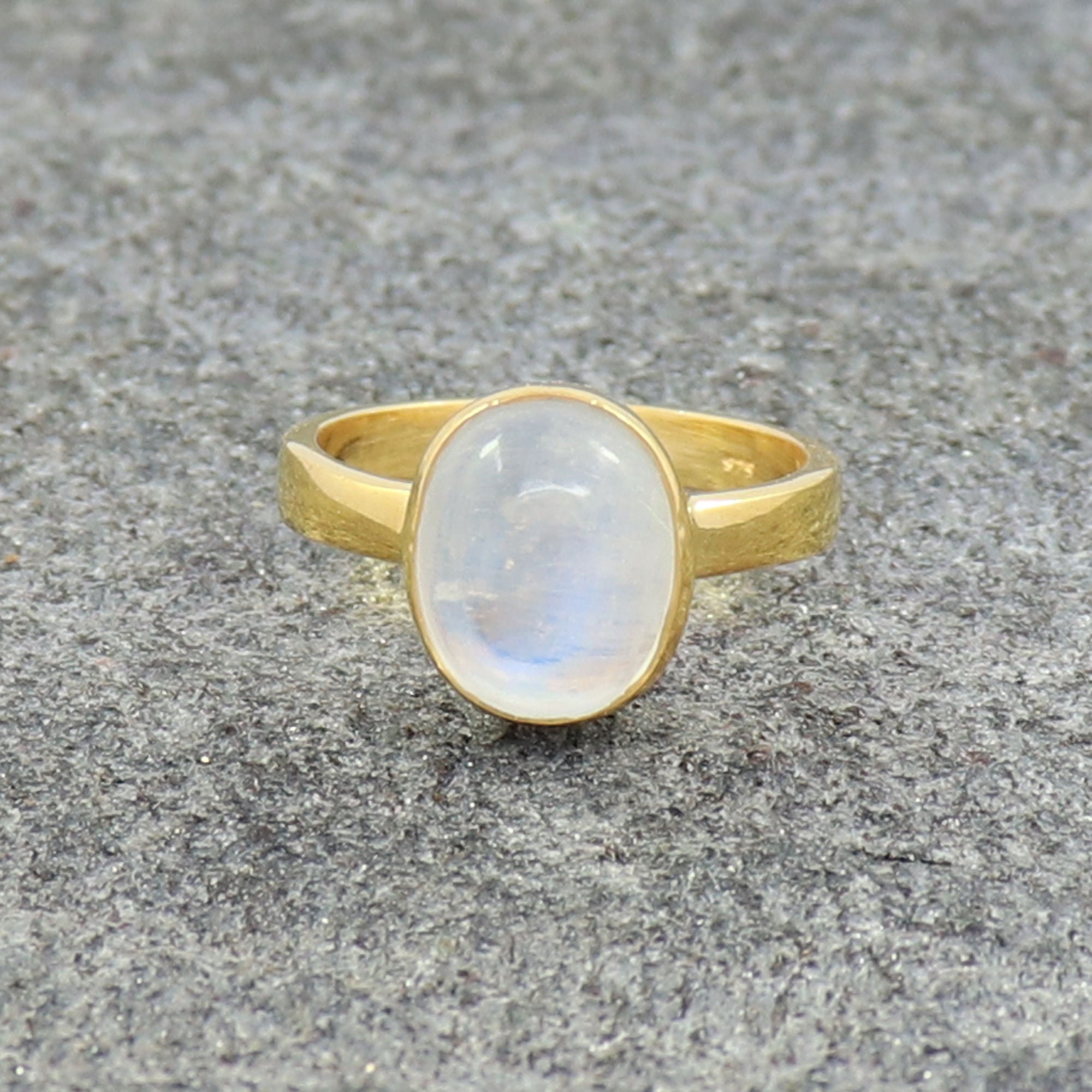 Natural Rainbow Moonstone Ring Micron Gold Plated Ring 925 | Etsy