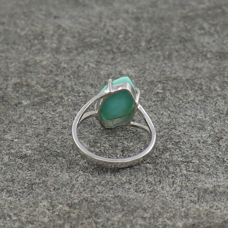 Birthstone Ring Natural Turquoise Ring 925 Sterling Silver Ring RR137 Wedding Ring for Women Prong Setting Handmade Ring Size US 6