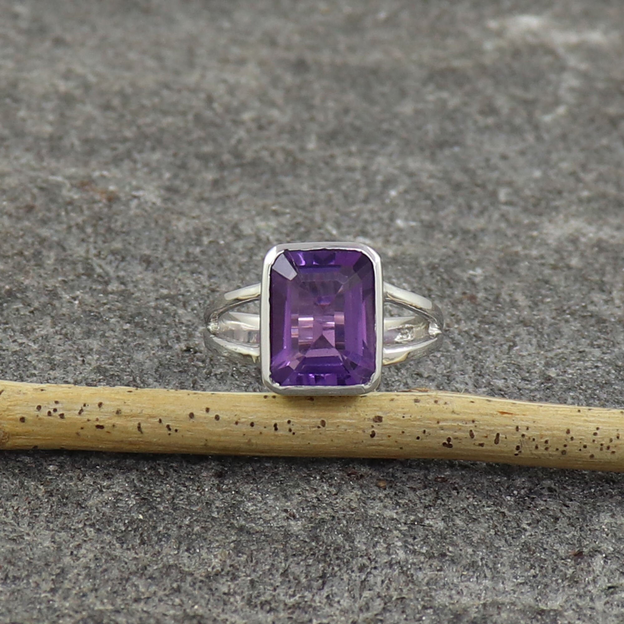 Natural Amethyst Ring Anniversary Ring 925 Sterling Silver Etsy
