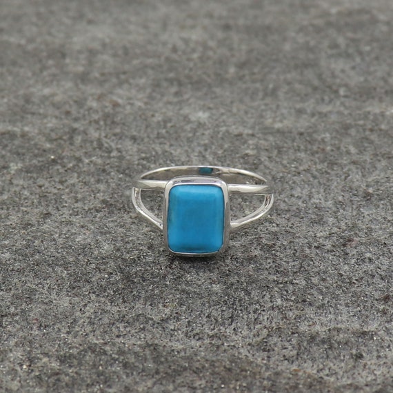 Birthstone Ring Natural Turquoise Ring 925 Sterling Silver Ring RR137 Wedding Ring for Women Prong Setting Handmade Ring Size US 6