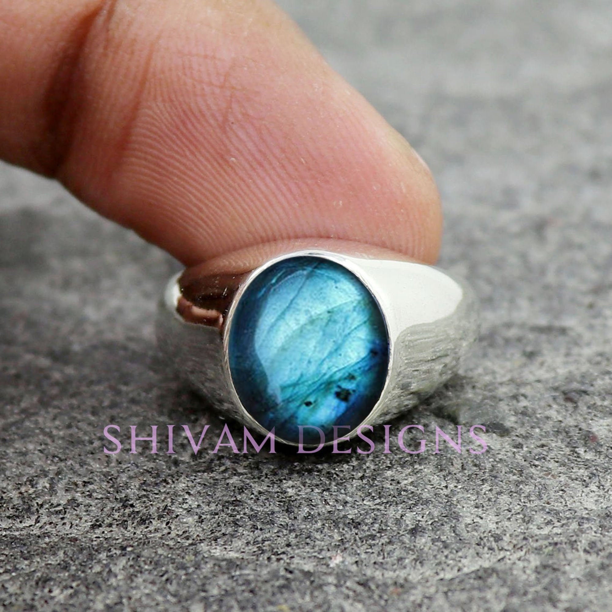 Labradorite signet sale ring