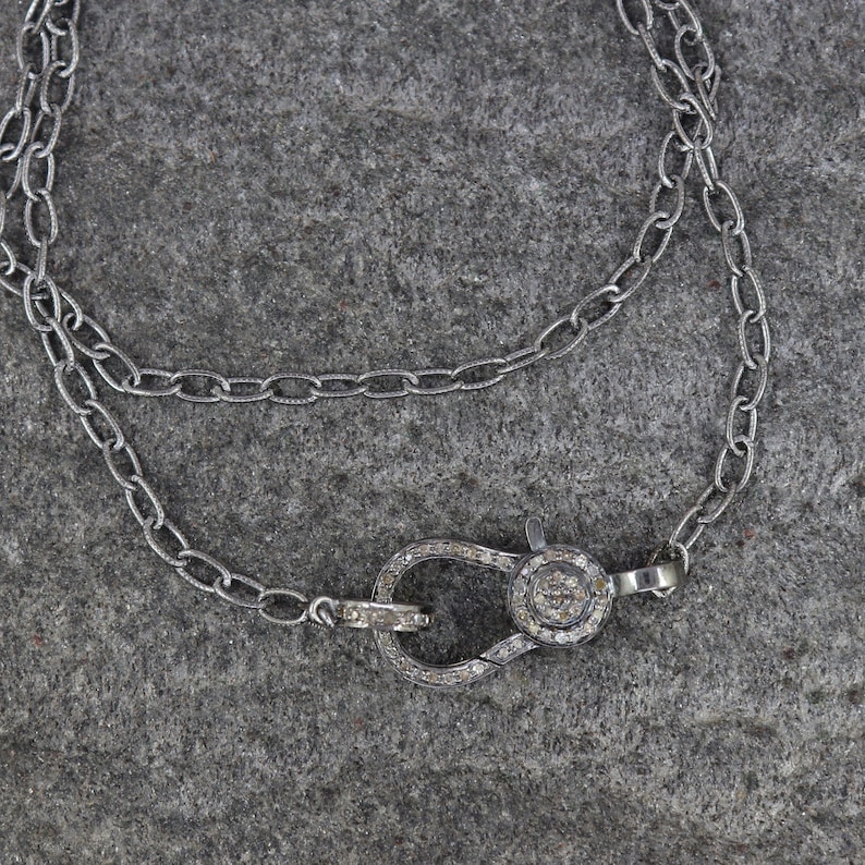 Genuine Pave Diamond Lobster Clasp Necklace Diamond Pendant Etsy