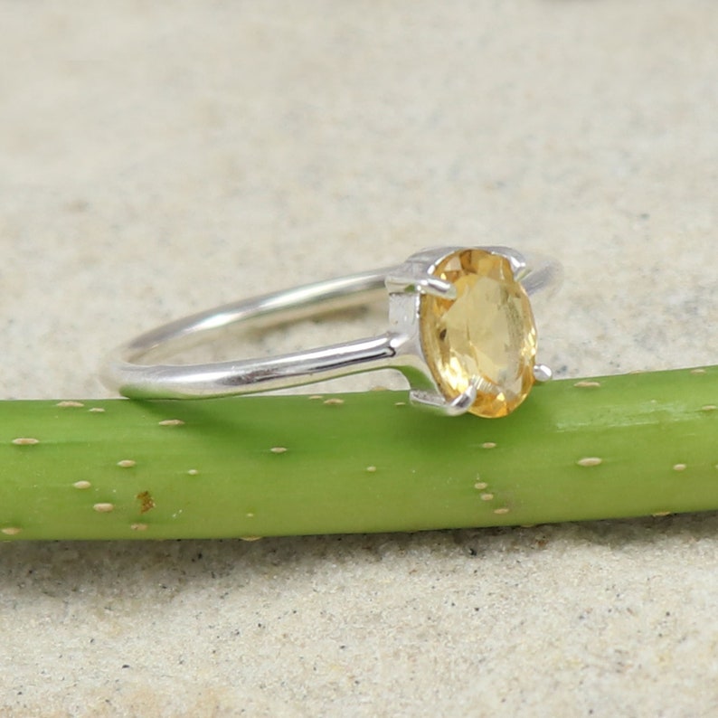 Stacking Ring Engagement Ring Natural Citrine Gemstone 925 Sterling Silver Ring Wedding Band Ring Birthstone Gift Ring Size US 4 to 15