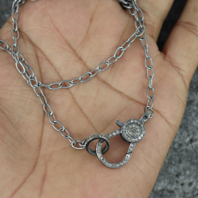 Genuine Pave Diamond Lobster Clasp Necklace Diamond Pendant Etsy