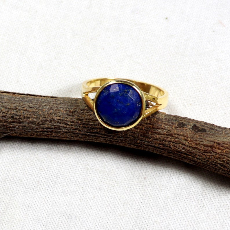 Natural Lapis Lazuli Gemstone 18K Gold Plated Ring Available in All Sizes JG82S