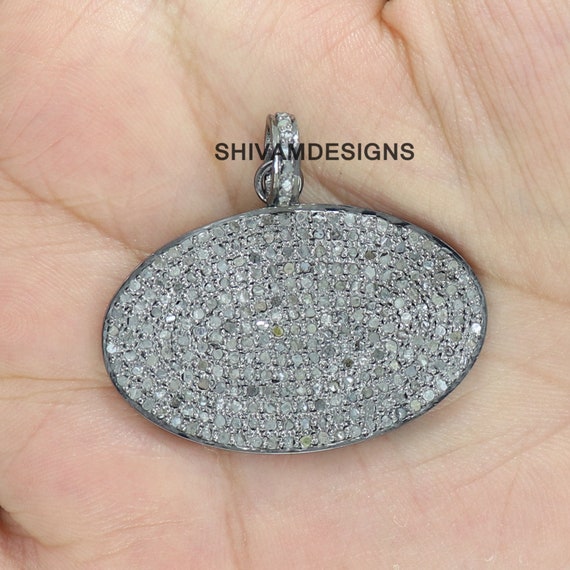Small Genuine Diamond Micro Pave Pendant Rhodium on Sterling Silver Small Genuine Diamond Micro Pave Pendant Rhodium on Sterling Silver