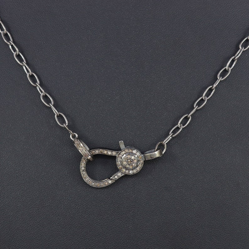 Genuine Pave Diamond Lobster Clasp Necklace Diamond Pendant Etsy