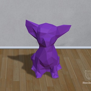 Geometric Papercraft Chihuahua, Low Poly Dog, Papercraft Chihuahua Puppy- PDF PAPERCRAFT TEMPLATE
