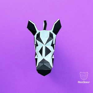 Geometric Paper craft Zebra, 3D Low Poly Zebra, PDF TEMPLATE, Paper craft Zebra