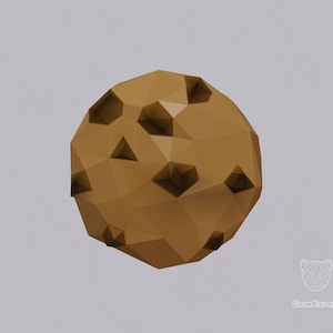 Low Poly Chocolate Chip Cookie Papercraft Template- Geometric Cookie, Abstract Chocolate chip cookie - DIY PDF TEMPLATE