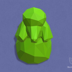 Low Poly Poodle Head Papercraft Template - Abstract Poodle Trophy Head - DIY PDF TEMPLATE