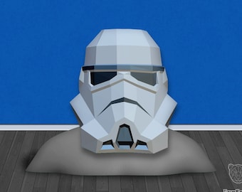 Low Poly Storm Trooper-masker helm Papercraft-sjabloon - geometrisch stormtrooper-masker, abstract - DIY PDF-SJABLOON Starwars