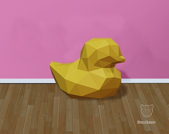 Canard en caoutchouc géométrique Papercraft, Low Poly Duck - MODÈLE PDF