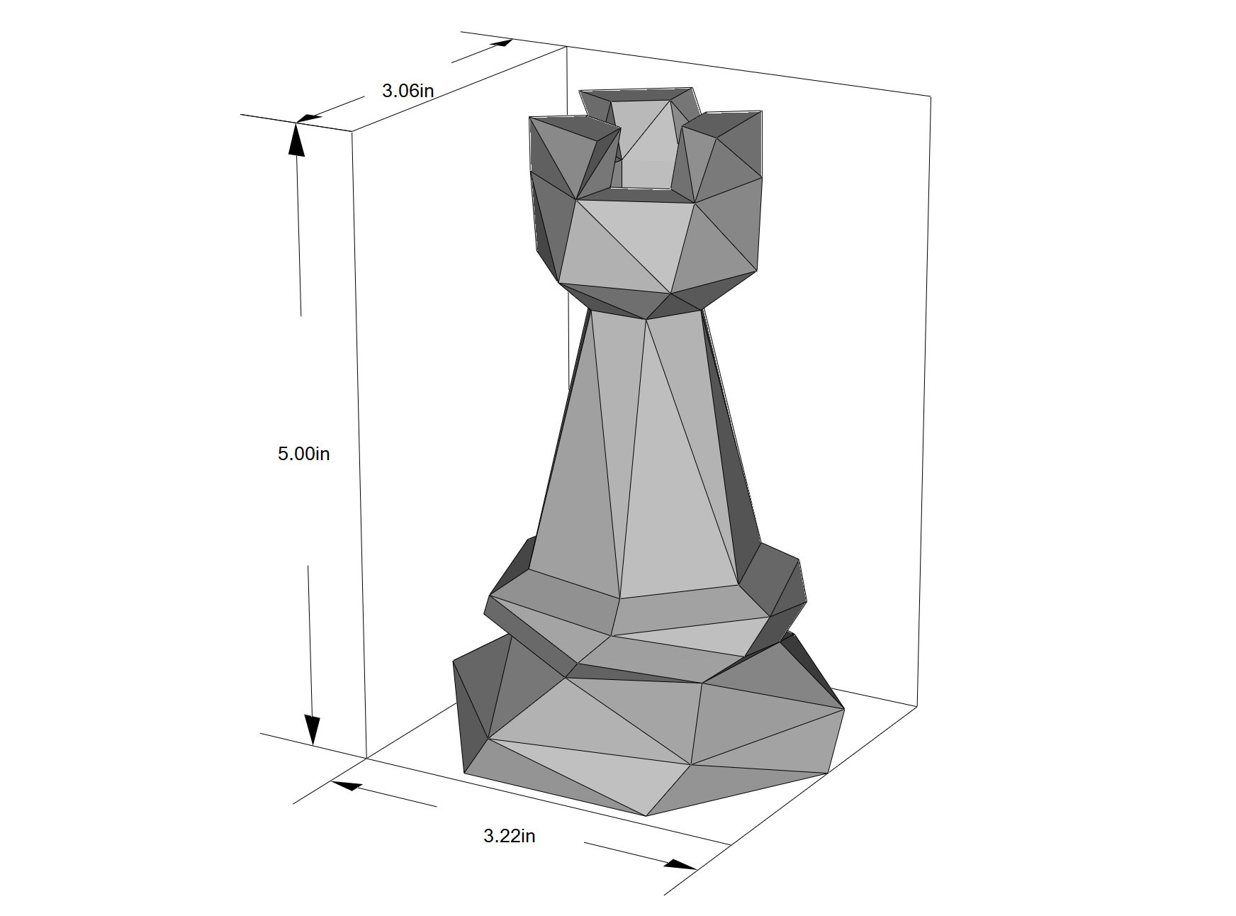 Papercraft Rook Chess Piece Template Geometric Low Poly Rook 