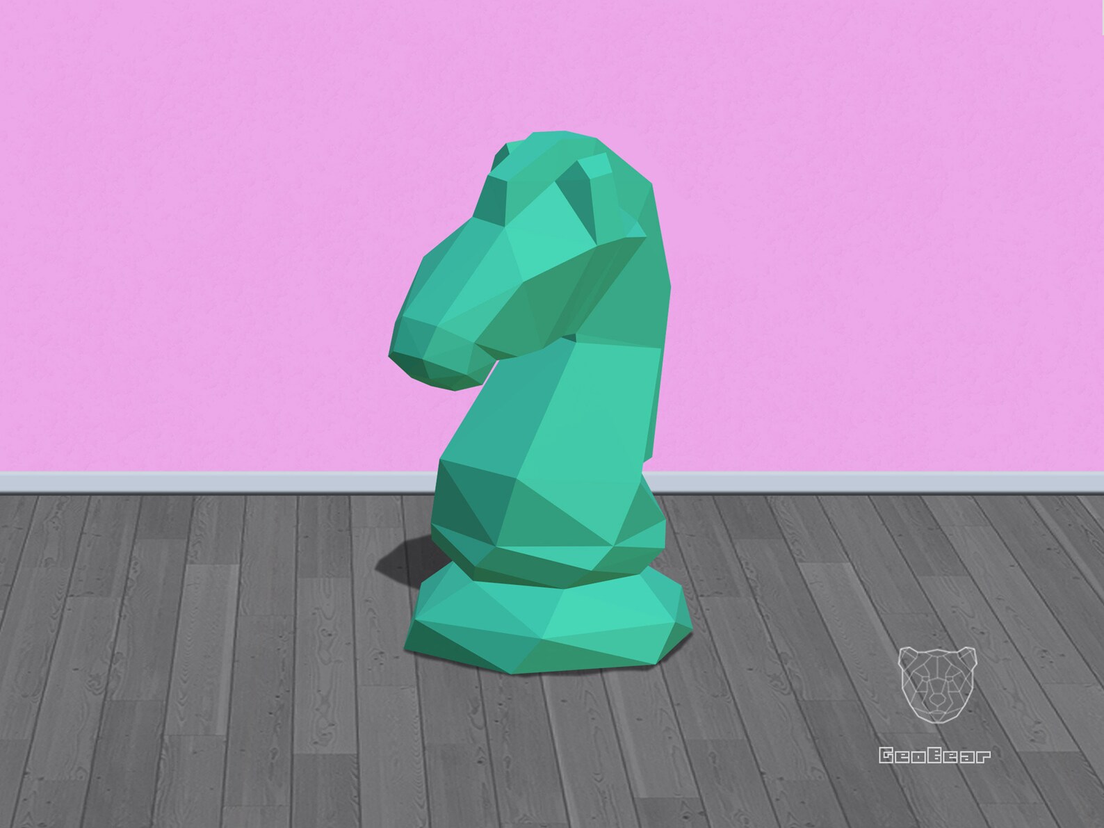 Papercraft Knight Chess Piece Template Geometric Low Poly Knight Chess