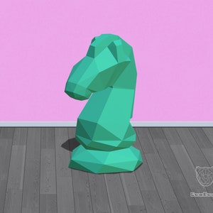 Papercraft Knight Chess Piece Template- Geometric Low Poly Knight Chess Piece - DIY PDF TEMPLATE Chess