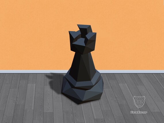 Papercraft Rook Chess Piece Template Geometric Low Poly Rook 