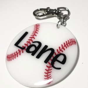 Baseball keychain - personalized baseball bag tag -