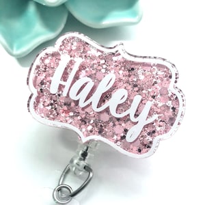 Name badge reel - glitter badge reel - name badge - custom name reel - personalized - medical ID card holder - bracket - nurse key card -