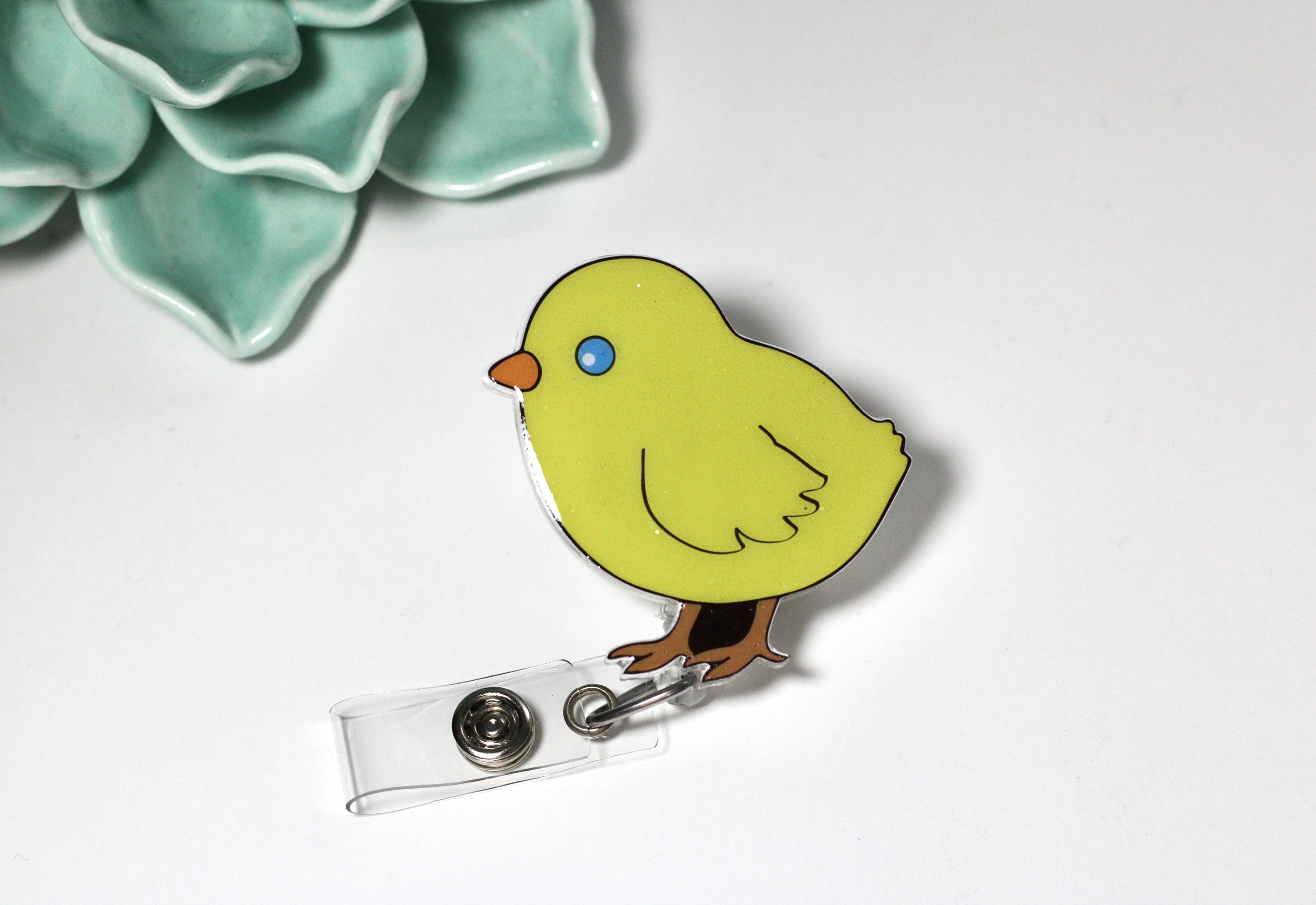 Little chick retractable badge holder, Animal badge clip