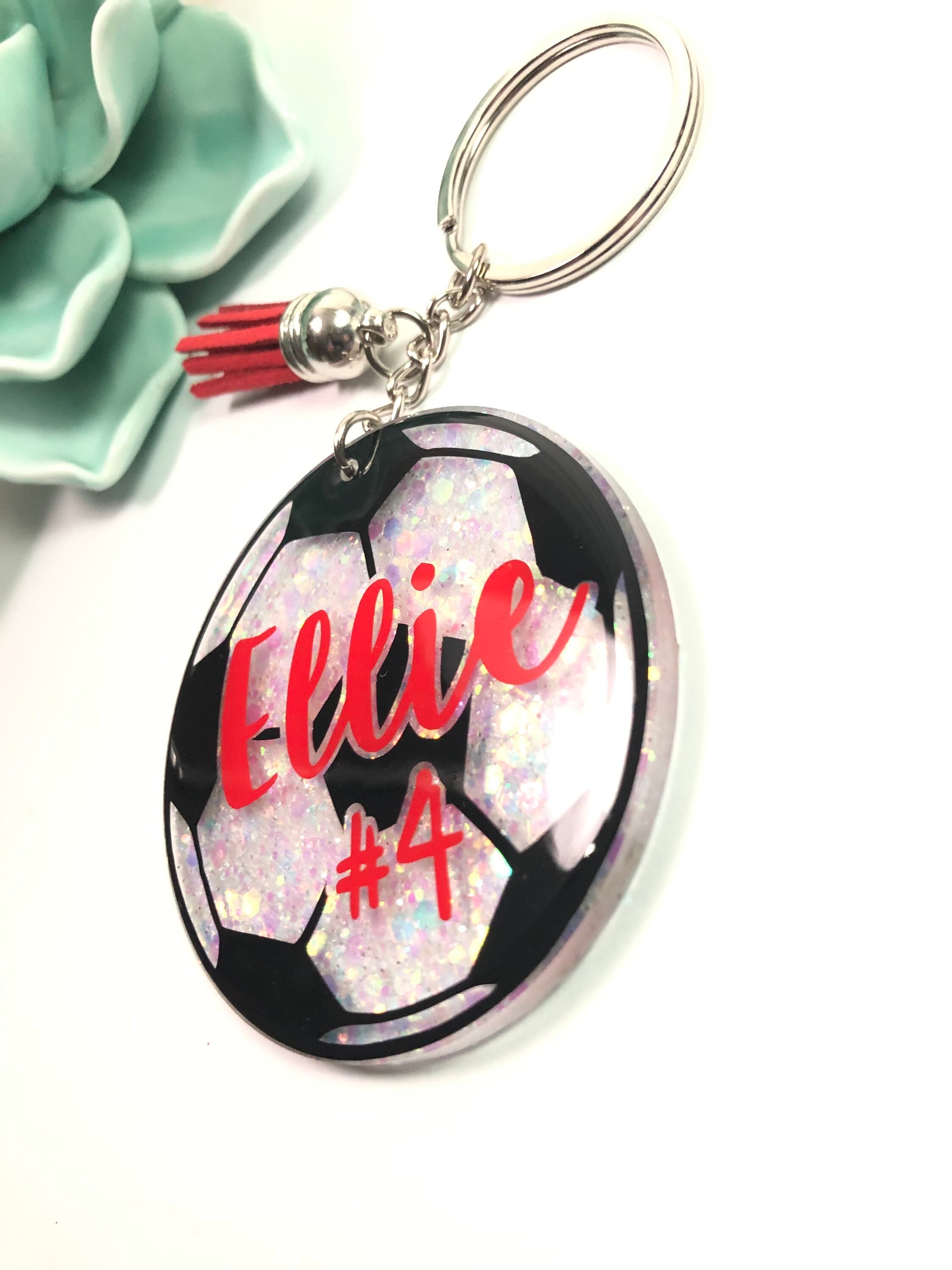 Soccer Keychain Glitter Personalized Soccer Team Gift Etsy