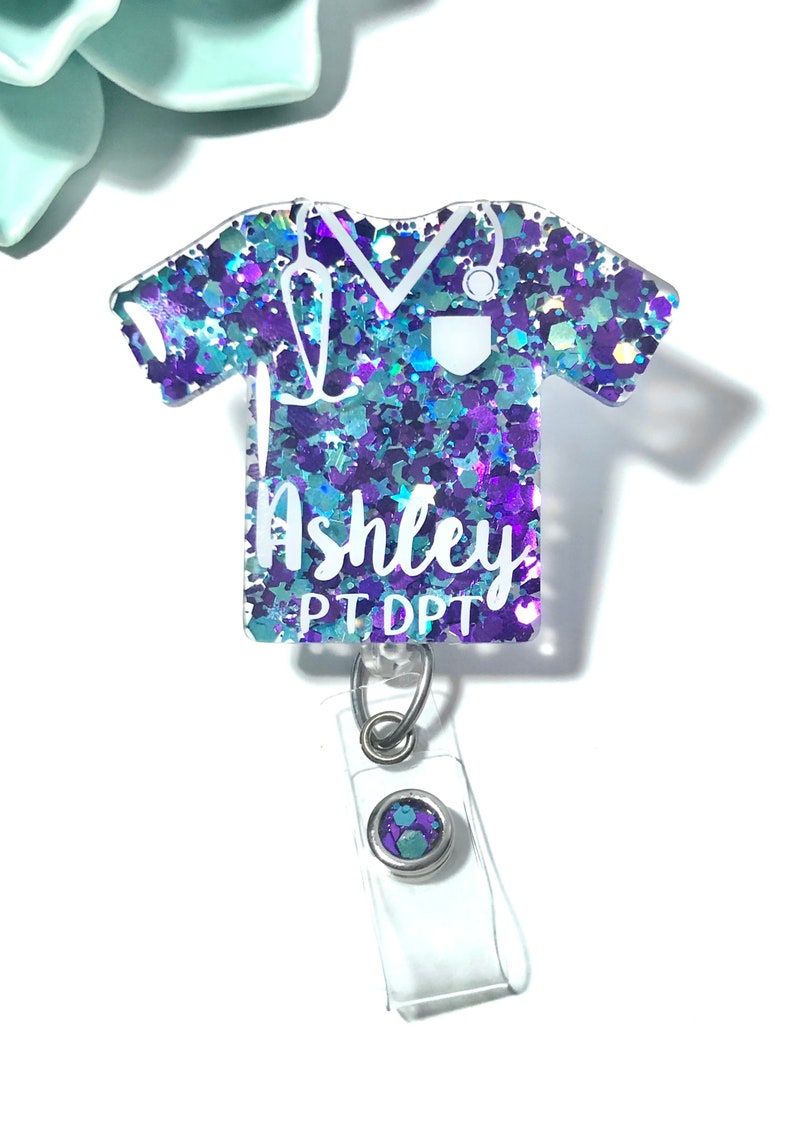 Id name badge Np Micu Icu scrub top glitter badge Rn- Picu nurse scrubs Lpn Ota Nicu - Pacu Scrub life badge reel