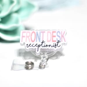 Front desk badge reel - glitter badge reel - Office staff gifts - receptionist badge reel - retractable id holder - receptionist gifts -