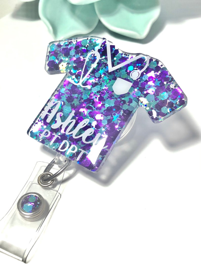 Id name badge Np Micu Icu scrub top glitter badge Rn- Picu nurse scrubs Lpn Ota Nicu - Pacu Scrub life badge reel