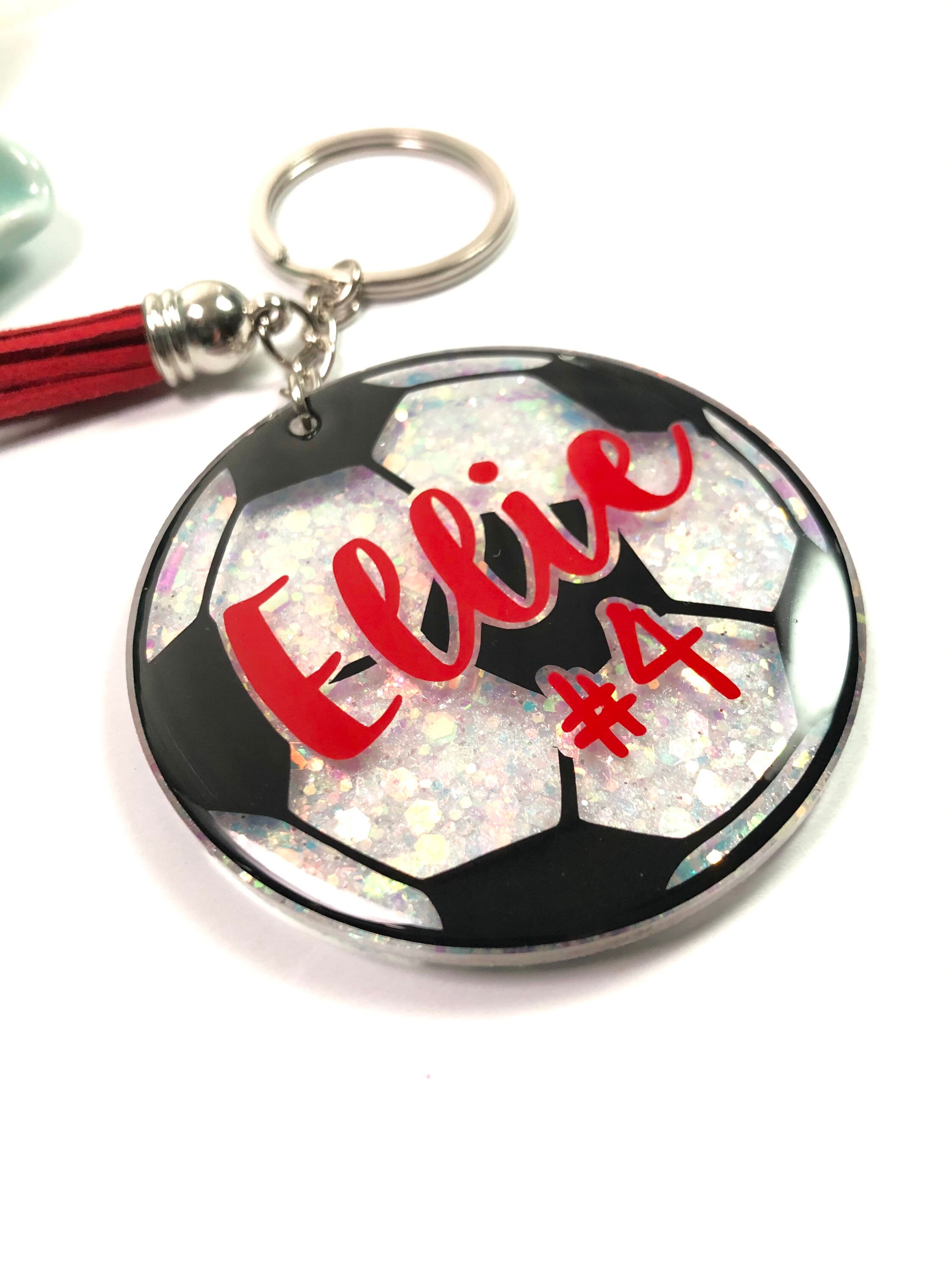 Soccer Keychain Glitter Personalized Soccer Team Gift Etsy